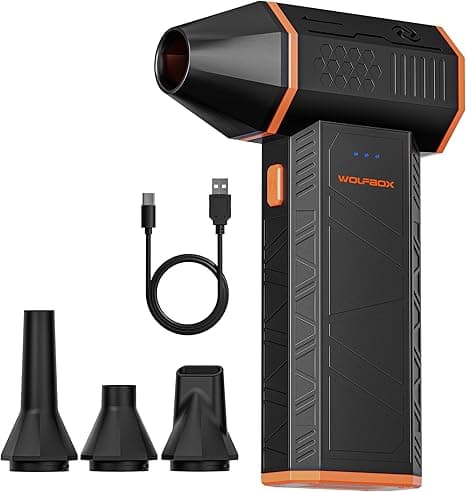 WOLFBOX MF50 Compressed Air Duster-110000RPM Super Power Electric Air Duster, 3-Gear Adjustable Mini Blower with Fast Charging, Dust Blower for Computer, Keyboard, House, Outdoor and Car