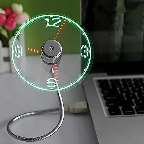 ONXE LED USB Clock Fan with Real Time Display Function,Stocking Stuffers for Men Christmas Gadgets,Father's Day Gifts,1 Year Warranty