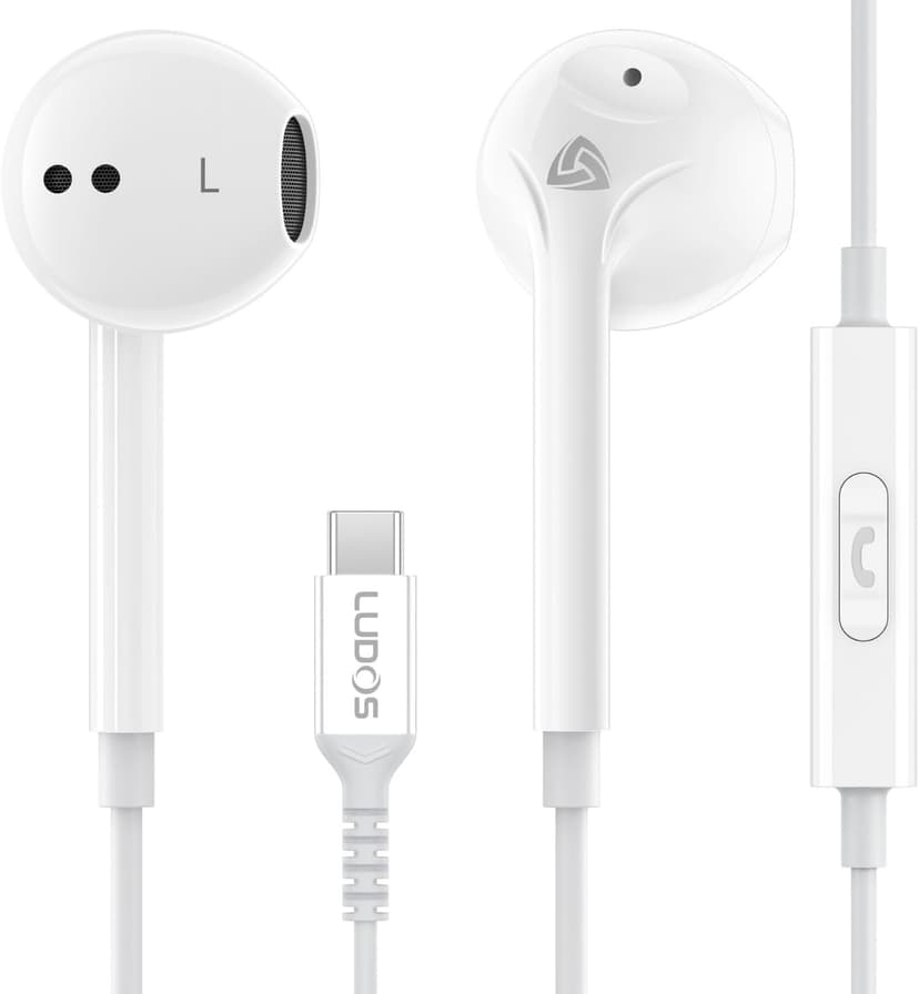 LUDOS Zenith USB C Headphones for iPhone 17 16 15 Pro Max Plus Air iPad Pro Air, 2 Years Warranty, USB-C Earbuds for Samsung Galaxy S24 S23 Ultra S22 S21 S20 A55 A54 A53, USB Type C Earphones - White