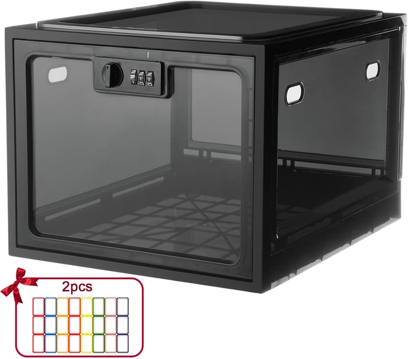 Lalifebuss Combination Lock Boxes for Personal Items, Lockable Storage Box for Office Locker/School/Medicine/Snacks/Phone Jail/Electronic/Home (1 Pack/Black)