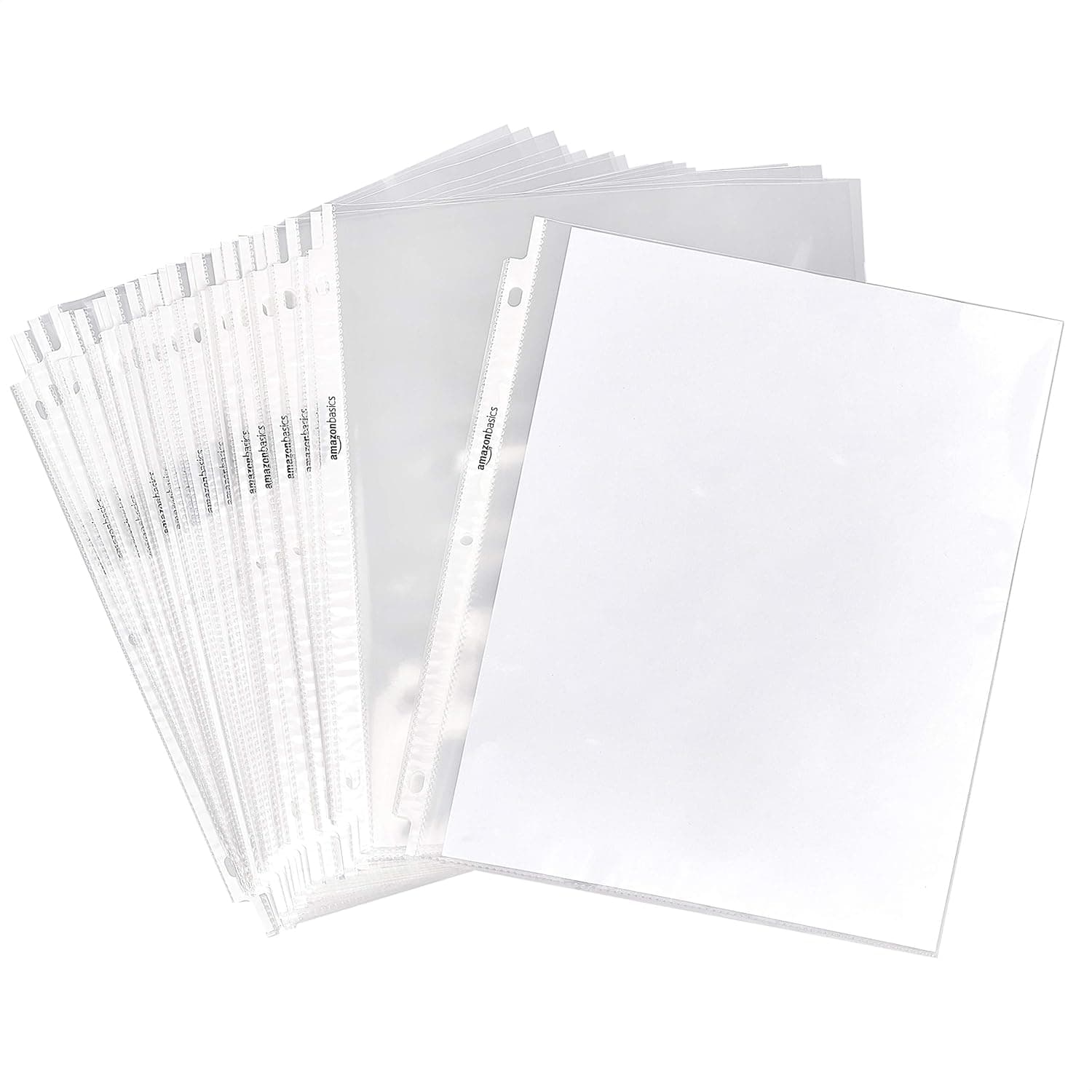 Amazon Basics Sheet Protectors for 3 Ring Binder, Heavyweight, Polypropylene, 8.5 x 11 Inch, 100-Pack, Clear