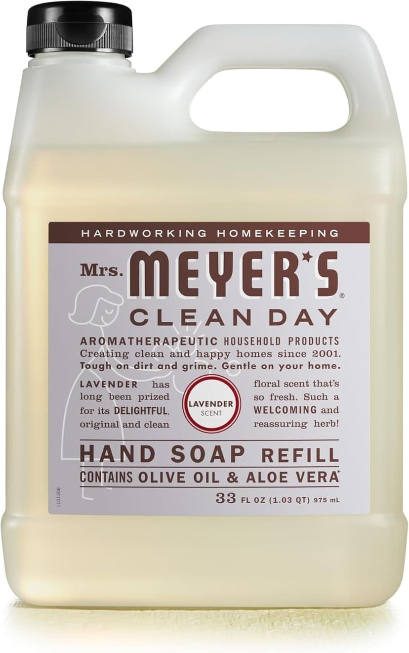 MRS. MEYER'S CLEAN DAY Liquid Hand Soap Refill, Cruelty Free and Biodegradable Formula, Lavender Scent, 33 Fl Oz (Pack of 1)