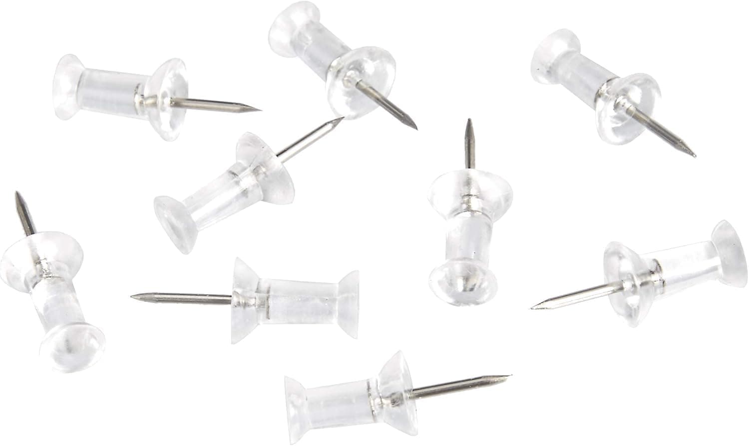 Amazon Basics Push Pins Tacks, Steel Point, Clear Plastic Head, for Bulletin Board, Maps, Posters, and Craft Projects, 100-Pack
