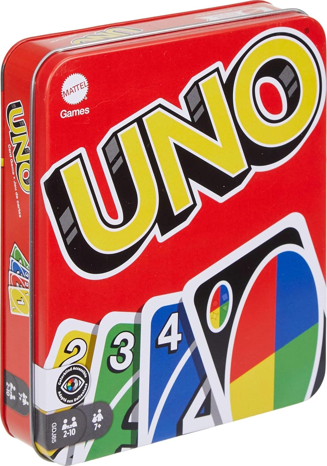 Mattel Games UNO Card Game in Travel & Storage Tin for Kid, Adult & Family Nights & Parties, Color Blind Accessible & Customizable Deck (Amazon Exclusive)