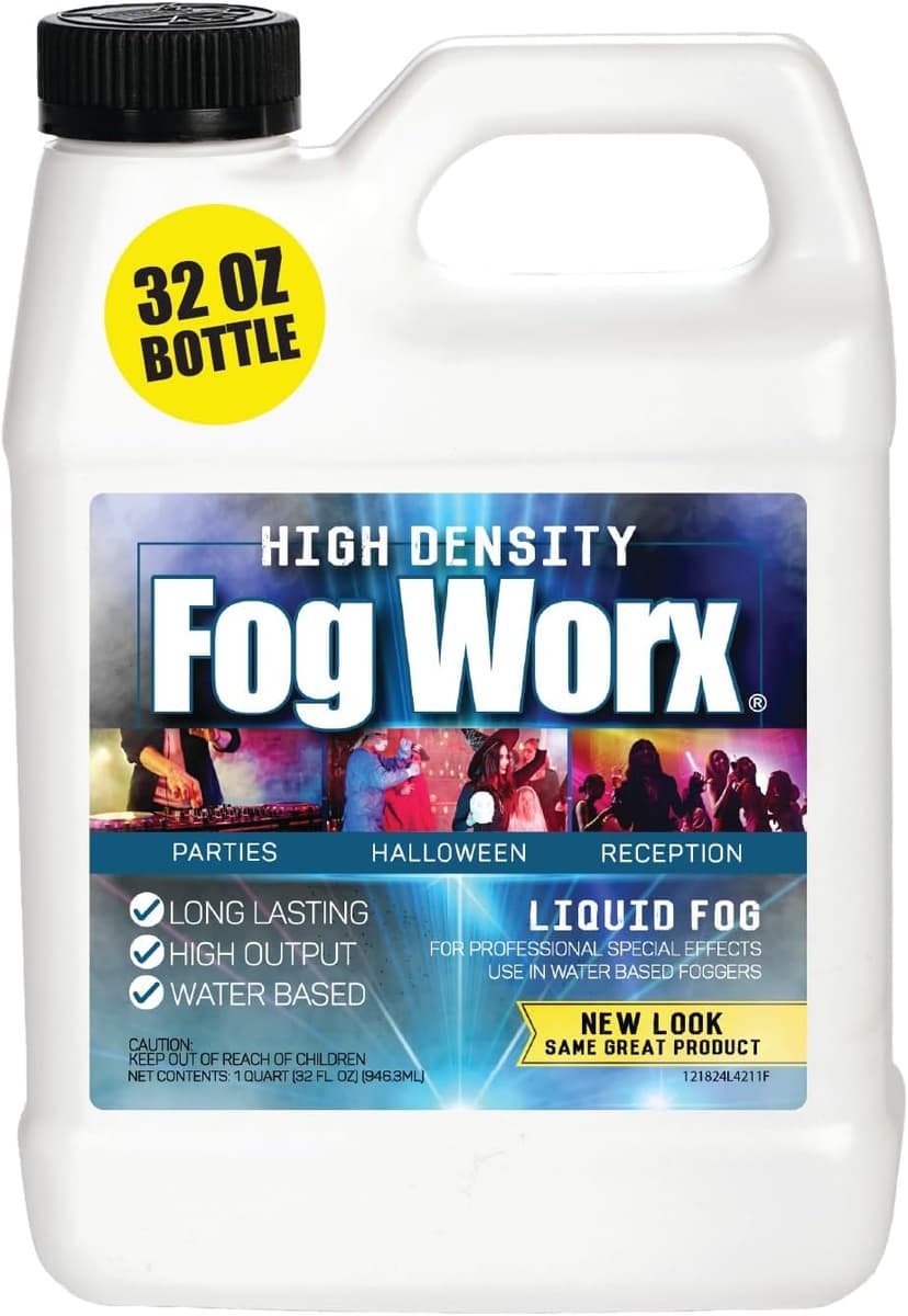 FogWorx Extreme High Density Fog Juice - Quart – 32 Fluid Ounces of Long Lasting, High Output, Odorless Water Based Machine Fluid for 400 to 1500 Watt Machines