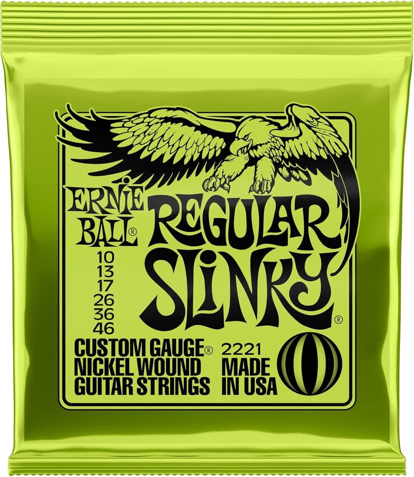 Ernie Ball Regular Slinky Nickel Wound Electric Guitar Strings, 10-46 Gauge (P02221)