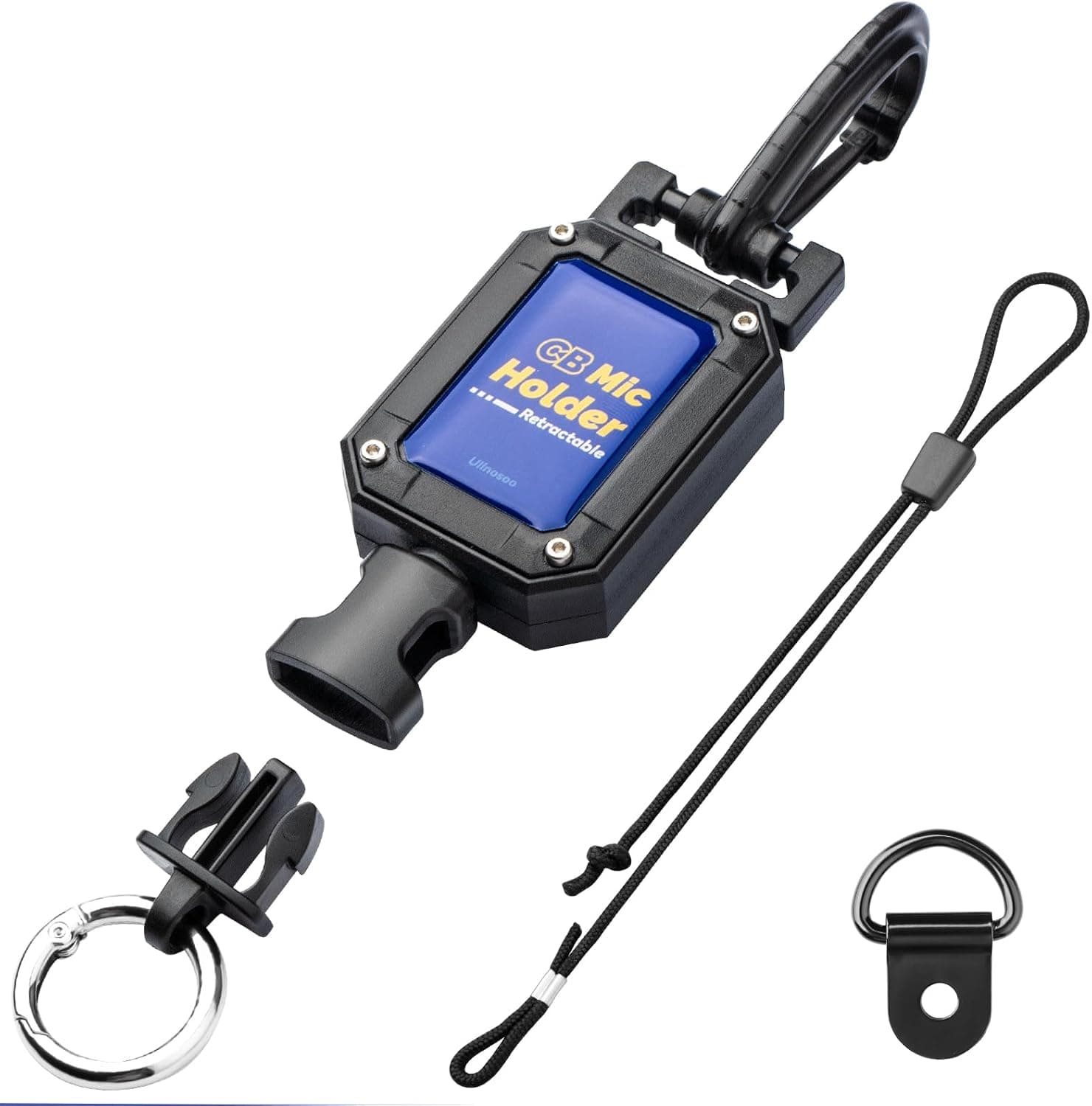 CB Mic Holder, Retractable Microphone Hanger Keeper CB Radio Accessory, Heavy-Duty Mic Tether 32" Stainless Steel Cord with Adjustable Mount Kit, Perfect for Truck Driver Diving