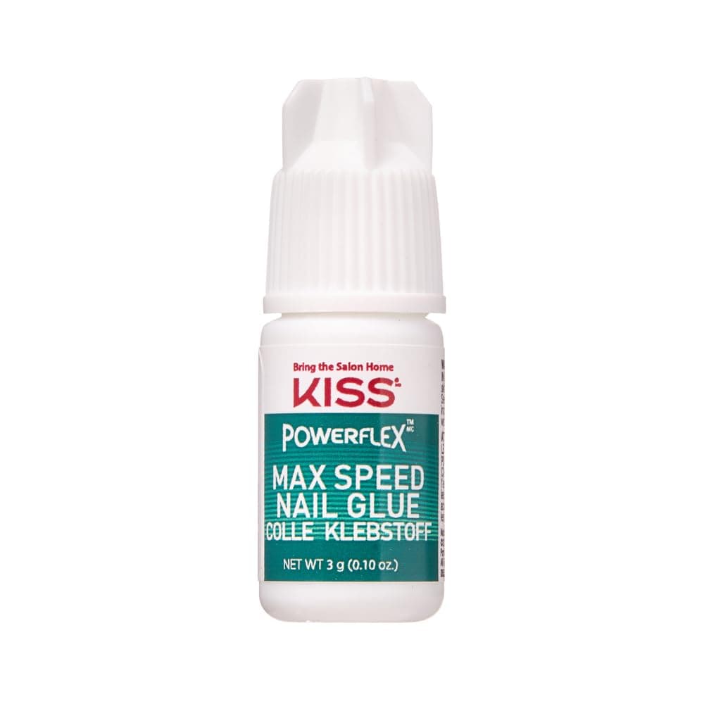 KISS PowerFlex Maximum Speed Nail Glue - Fast Drying Adhesive for Glue-On Nails & Repairs with Nozzle Tip Applicator, Ideal for Tips & Wraps, Net Wt. 0.10 oz (3g)