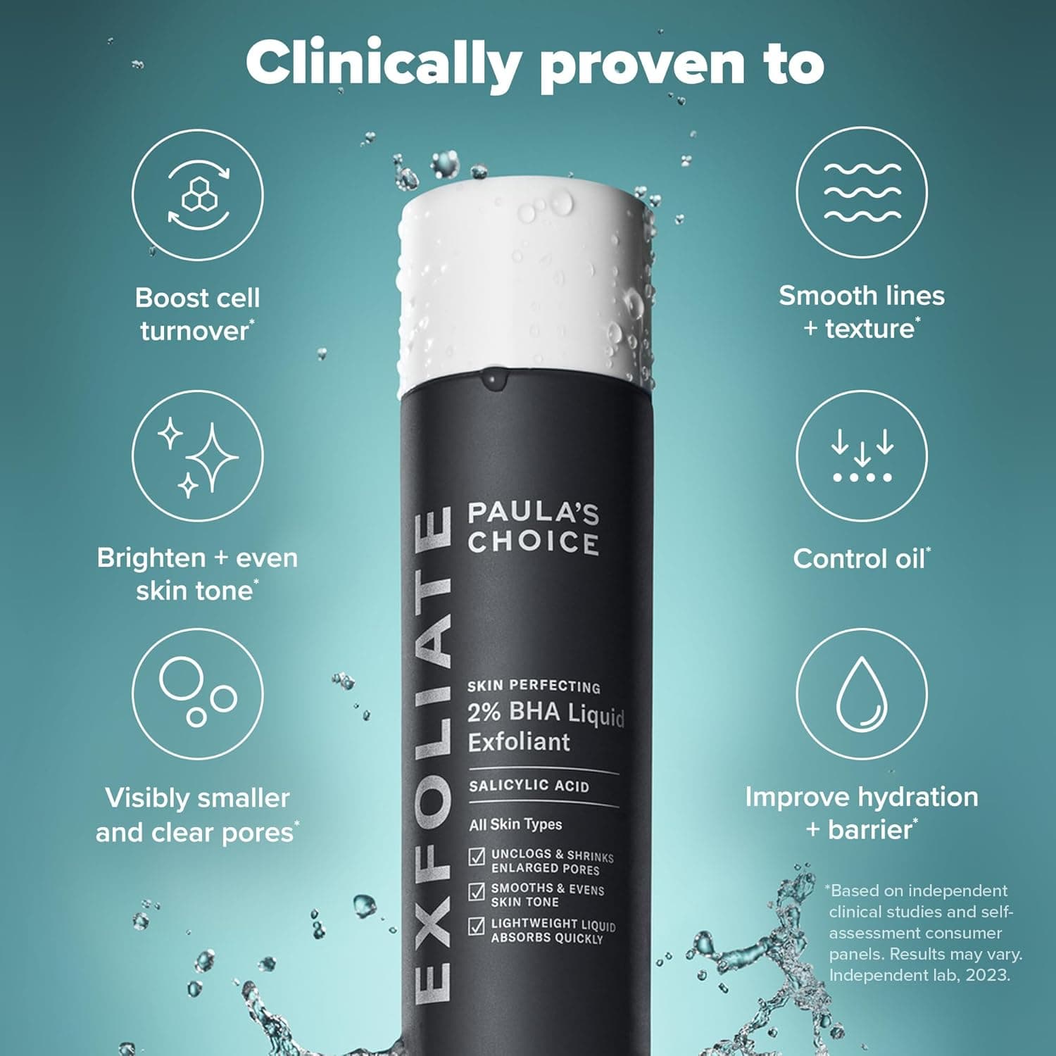 Paula's Choice SKIN PERFECTING 2% BHA Liquid Exfoliant with Salicylic Acid, Facial Polish for Enlarged Pores, Wrinkles & Fine Lines, Suitable for Blackhead-Prone Skin, Fragrance-Free