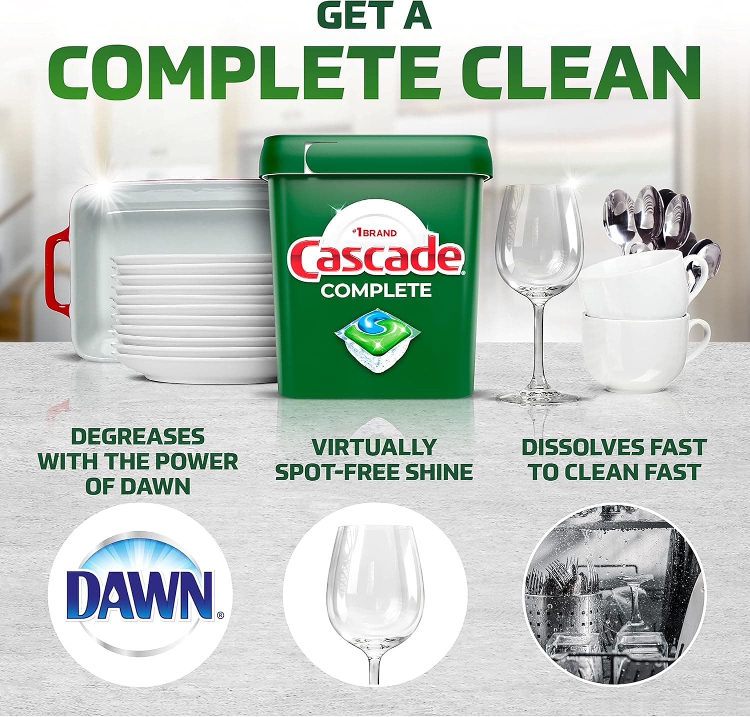 Cascade Complete Dishwasher Pods - Fresh Scent ActionPacs, Dishwasher Detergent, Dishwasher Soap, Detergent Pods, 78 Count