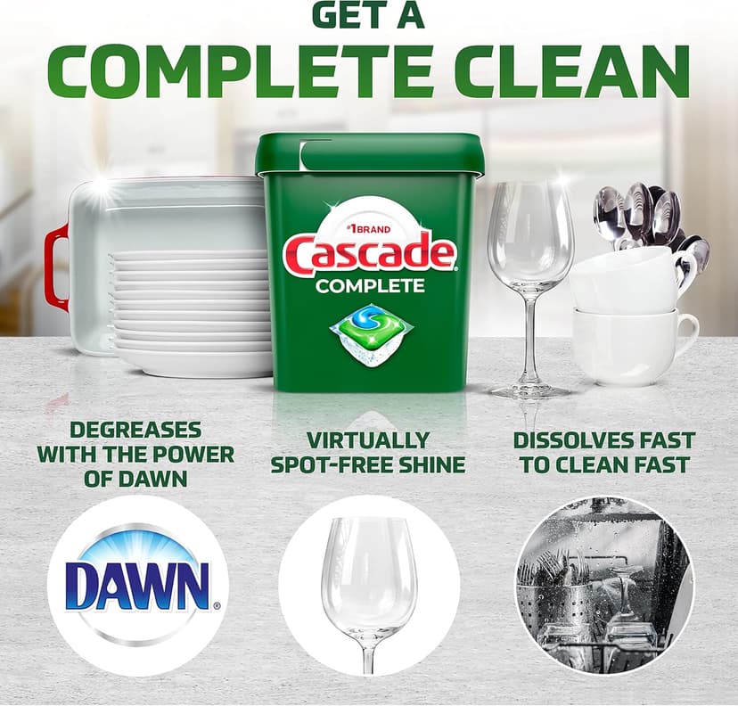 Cascade Complete Dishwasher Pods - Fresh Scent ActionPacs, Dishwasher Detergent, Dishwasher Soap, Detergent Pods, 78 Count