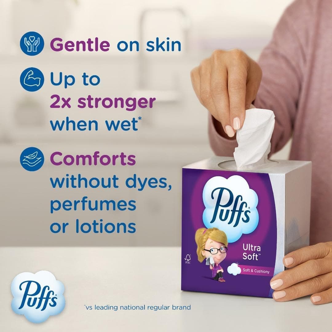 Puffs Ultra Soft Non-Lotion Facial Tissues, 1 Cube, 48 Tissues Per Box