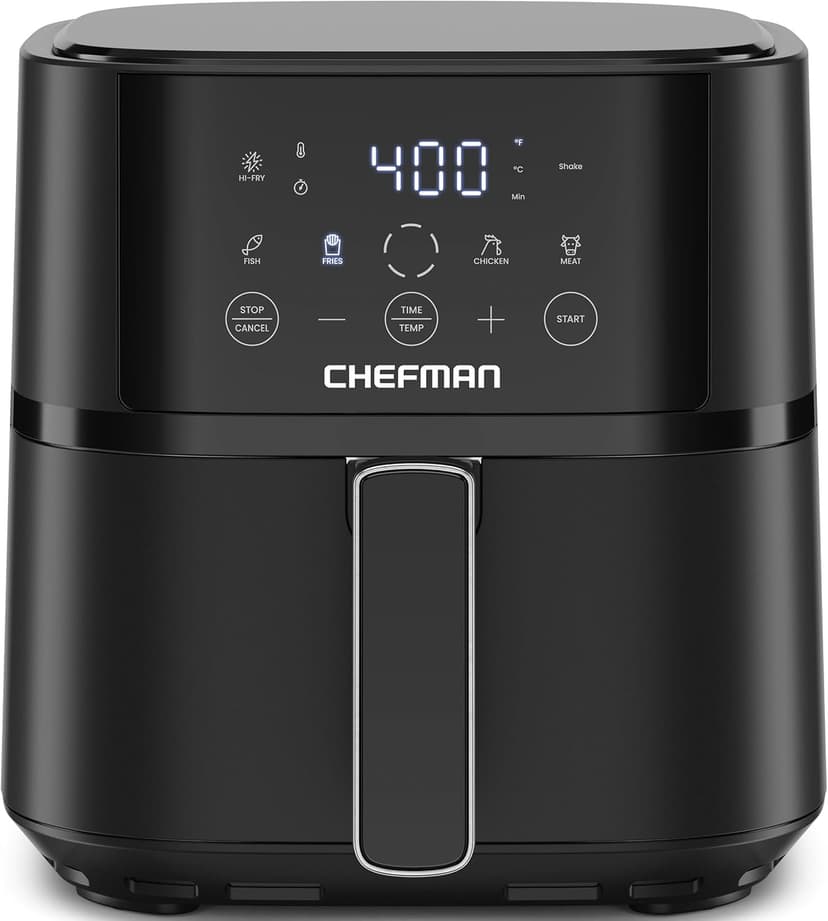Chefman Air Fryer – 4 QT Compact Airfryer for Quick & Easy Meals in Minutes, Features Hi-Fry Technology for Extra Crisp, Touchscreen Controls with 4 Presets, Nonstick & Dishwasher Safe Basket - Black