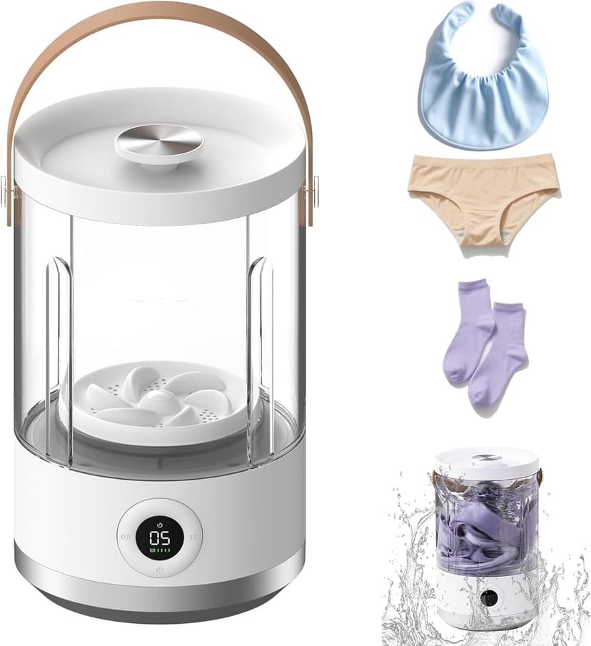 sa Vea Portable Mini Washing Machine – Compact Small Washer for Underwear, Socks, Baby Clothes – Rechargeable Travel Washing Machine with 5/15 Min Modes, Type-C Charging