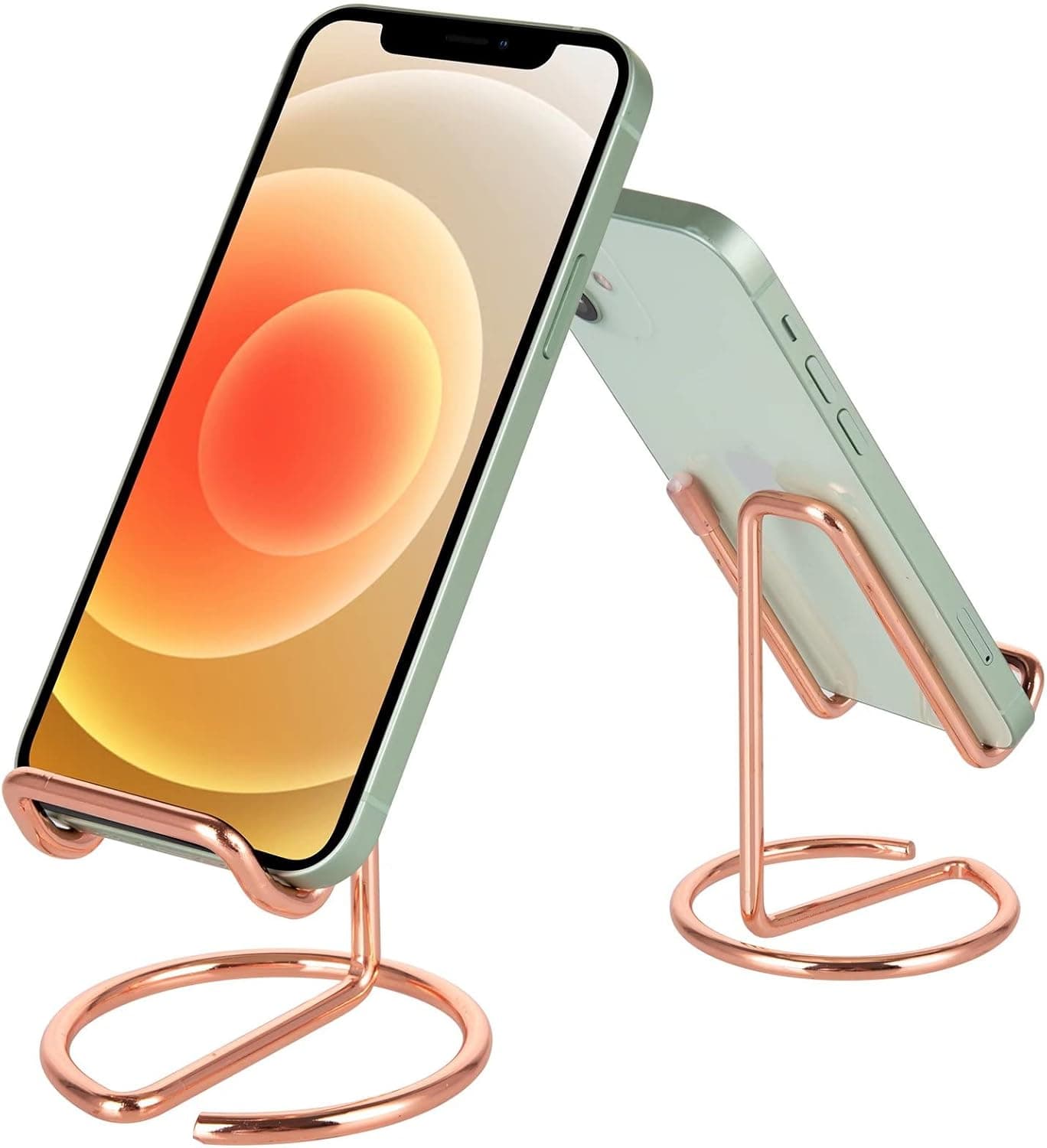 Cell Phone Stand for Desk, Cute Metal Rose Gold Cell Phone Stand Holder Desk Accessories, Compatible with All Mobile Phones, iPhone, iPad