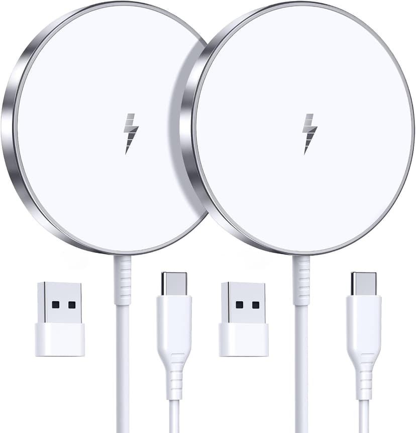 Magnetic Wireless Charger 15W Fast Mag Safe Charger for Cell iPhone 17 Pro Max/17 Pro/17 Air/17/16/15/14/13/12 Series 2 Pack Charging Pad for AirPods 3/2/Pro 2/Pro Mag-Safe Original Replacement